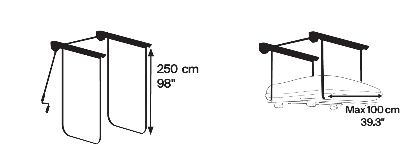 Thule 572050 wymiary opuszczania i montażu